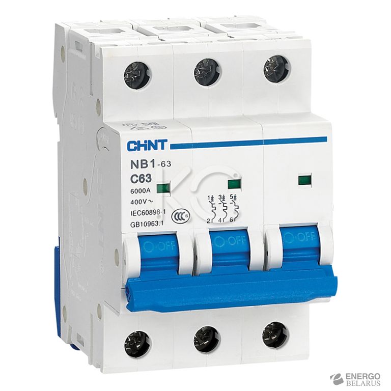 Автоматический выключатель NB1-63H 3P 25A 10кА х-ка B (CHINT)
