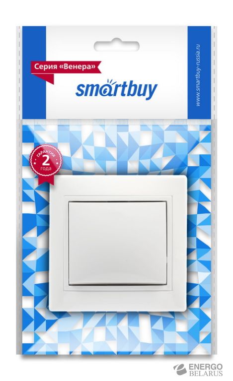 Выключатель 1-клавишный 10А белый, керамика "Венера", Smartbuy