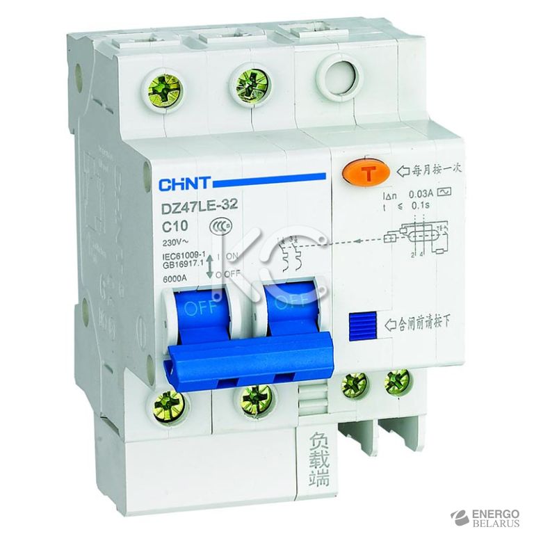 Дифференциальный автомат DZ47LE-63 2P 40A 30mA тип AC х-ка С (CHINT)