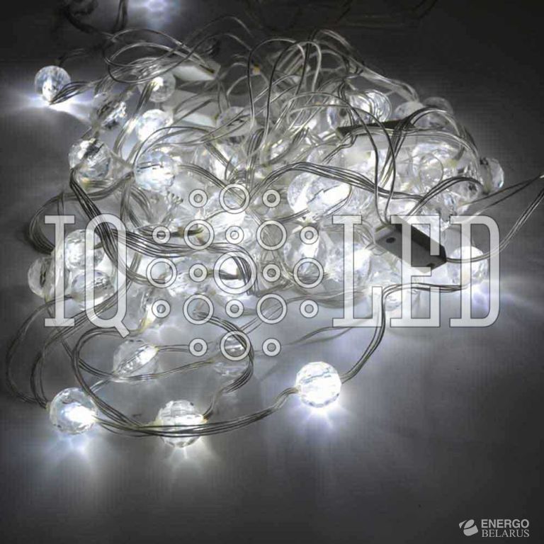 Дождь с насадками прозрачные шарики, белые