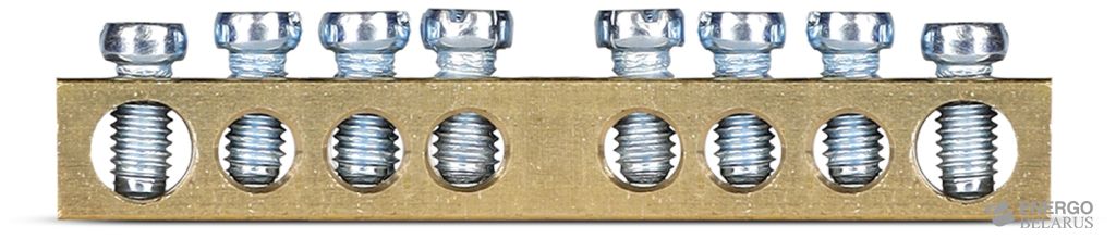 Шина "N" нулевая (латунь) 6х9мм, 8 групп, крепеж по центру, Smartbuy