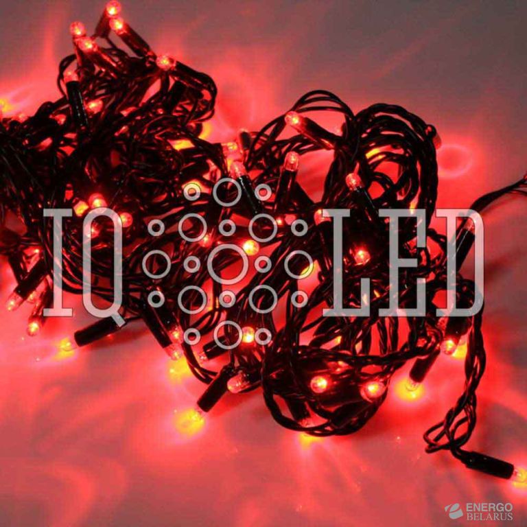 Гирлянда постоянного свечения 10M, 24V, красная / черный провод, соединяемая (без шнура) (с колпачком) (новый коннектор)