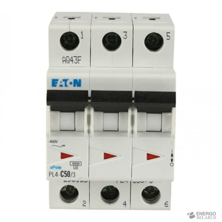 Выключатель автоматический  PL4-C50/3, 3P, 50A, хар-ка C, 4.5kA, 1M EATON