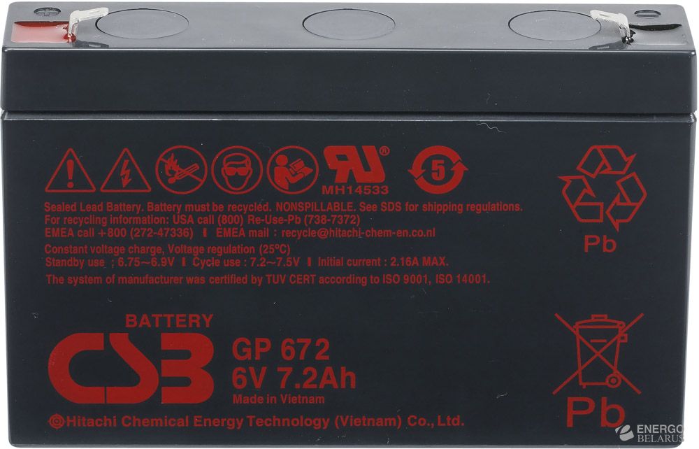 Батарея аккумуляторная CSB GP 672 F1 6V/7.2Ah (8.4Ah)