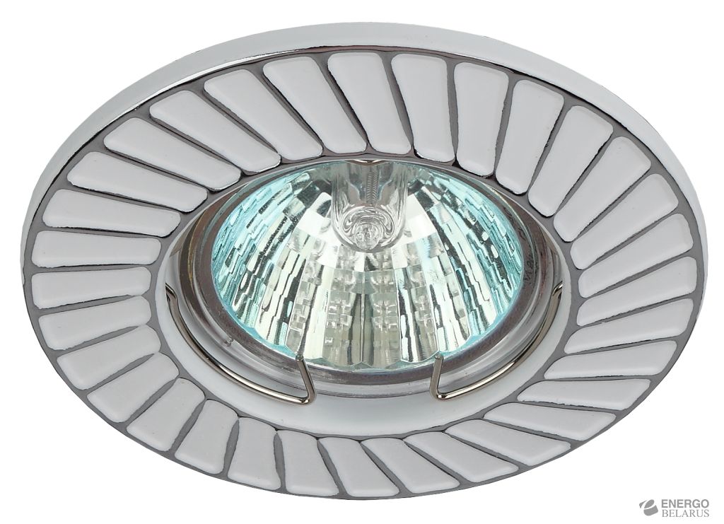 ST6 CH/WH Светильник ЭРА штампованный MR16,12V/220V, 50W белый/хром (100/2800)