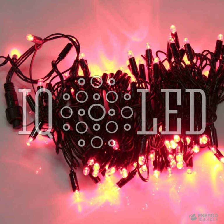 Гирлянда постоянного свечения 10M, 240V, красная / черный провод, соединяемая (без силового шнура) (с колпачком)