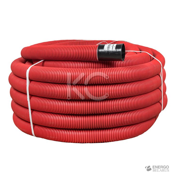 Труба гофрированная двустенная ПНД d110 с зондом (50м) красная EKF-Plast