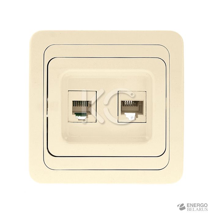 Розетка RJ-45 + Phone Лондон беж. EKF
