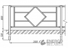 Ограждение столб концевой с кронштейном 1500*40*40*1,5 мм