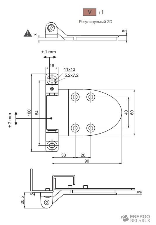 Петля накладная Essentra (Mesan) 700-1-2-00-1