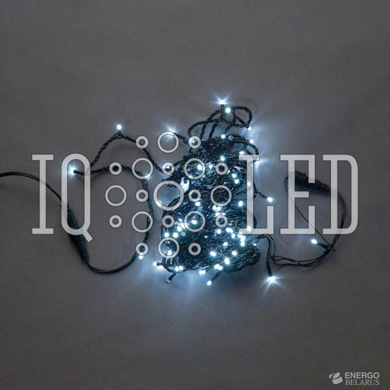 Гирлянда с FLASH мерцанием 10M, 24V, белая / черный провод / белый FLASH (без силового шнура)