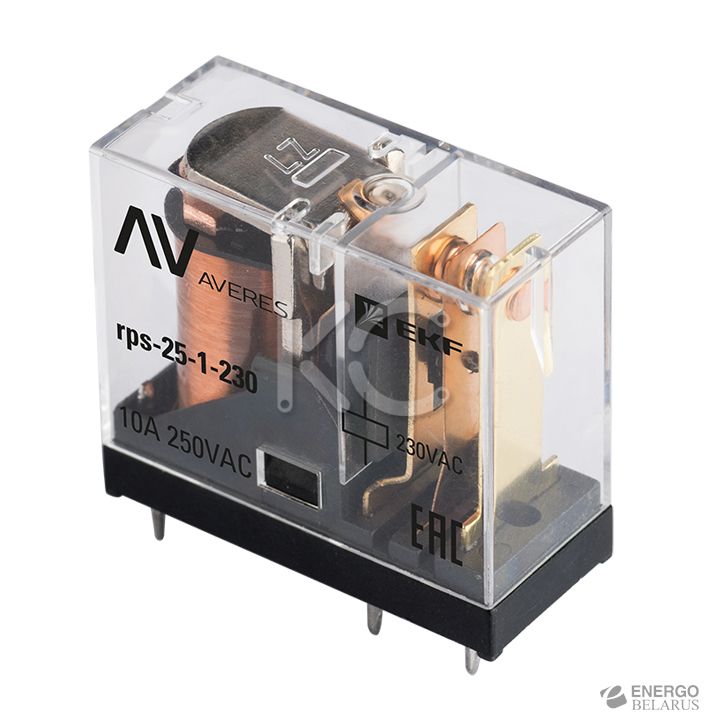 Реле промежуточное РП slim 25/1 10A 230В AC EKF AVERES