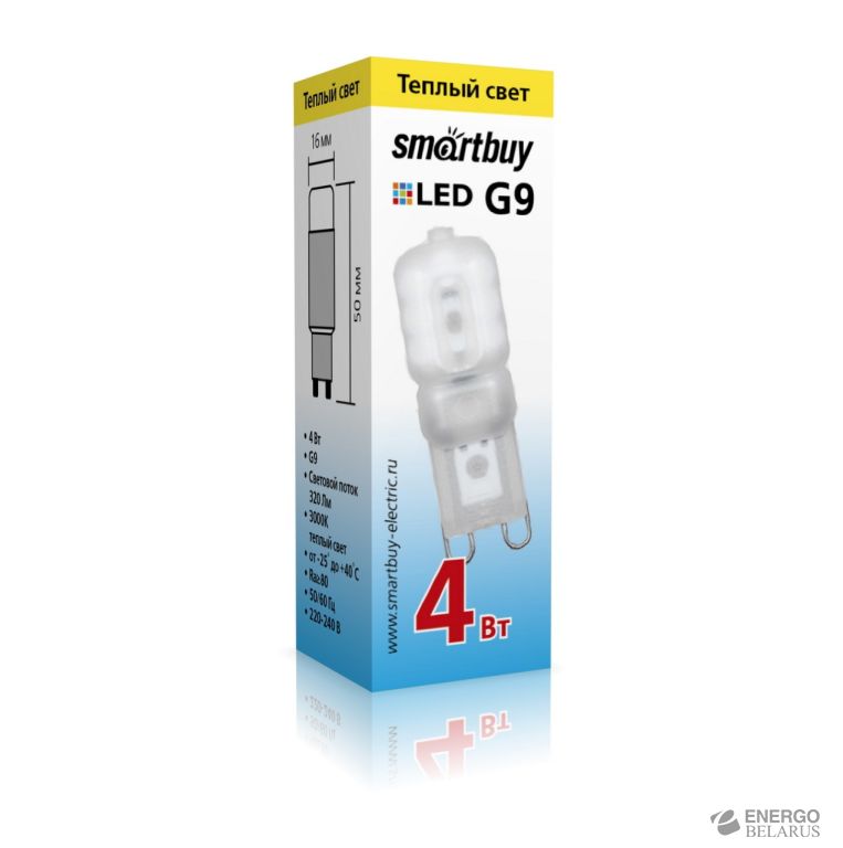 Лампа светодиодная (LED) Smartbuy-G9-4W/3000/G9