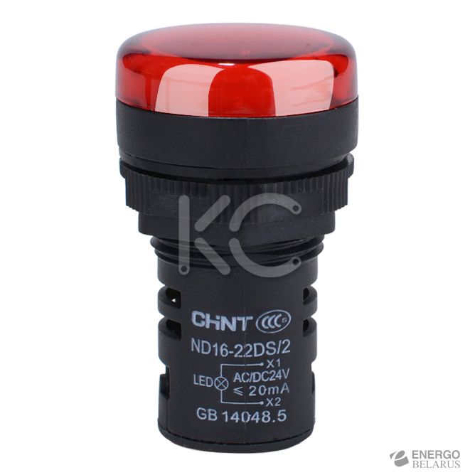 Индикатор ND16-22DS/2  красный АС/DC24В (R) (CHINT)