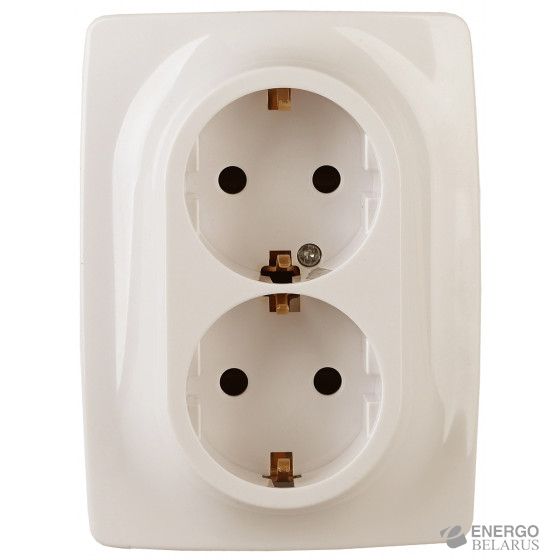 12-2106-02 ЭРА Розетка 2X2P+E Schuko, 16A-250В, IP20, Эра12, слоновая кость