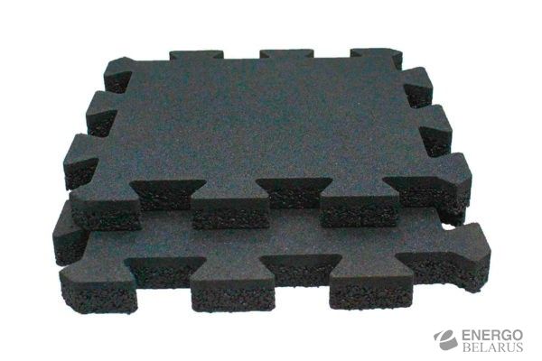 Плита резино-полимерная Rubtex черная пазл 500х500х20 мм