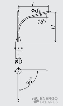 Кронштейн для железобетонных опор КРжб-1-2-2.5-2.5-90°