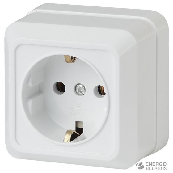 2-202-01 Intro Розетка 2P+E Schuko, 16А-250В, IP20, ОУ, Quadro, белый