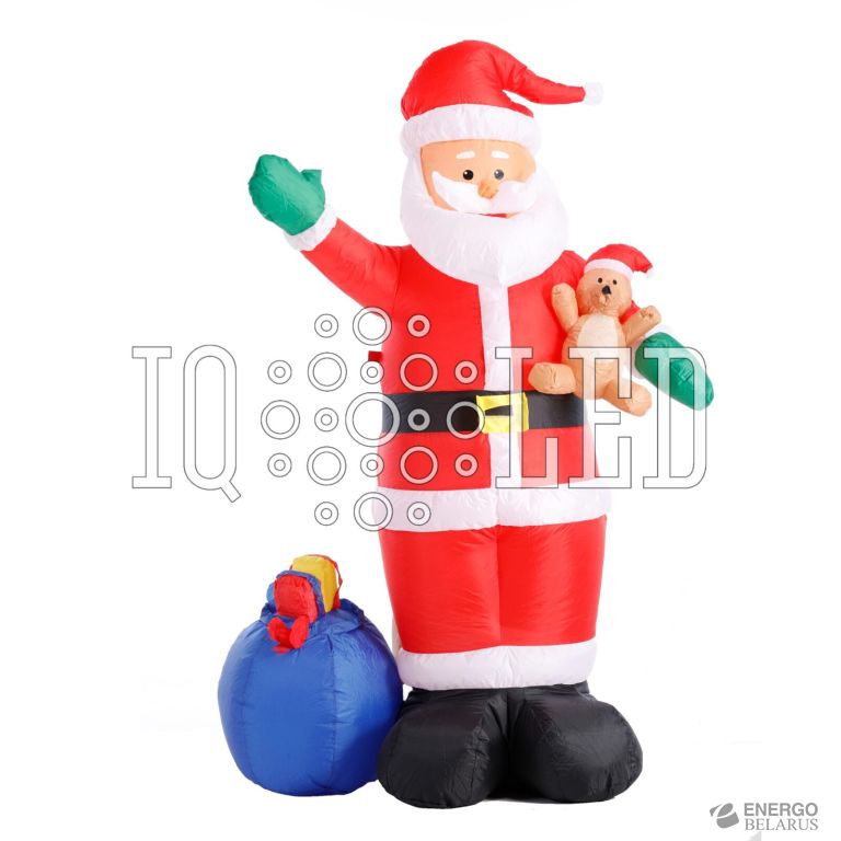 Фигура 3D надувная “Дед Мороз с мешком и медвежонком”