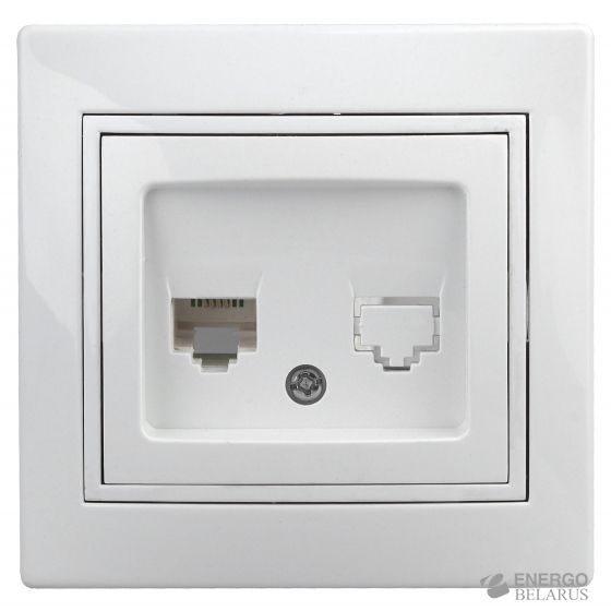 Розетка Intro Plano 1-302-01 телефонная RJ11, IP20, СУ, белый