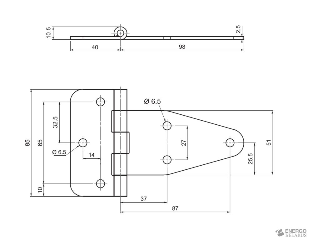 Петля накладная Essentra (Mesan) 599-4-0