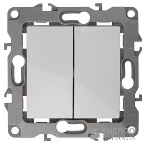 12-1106-01 ЭРА Переключатель двойной, 10АХ-250В, IP20, Эра12, белый (10/100/3200)