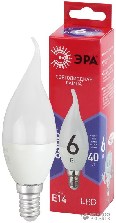Лампа светодиодная LED B35-5W-827-E14 ЭРА (диод, свеча, 5Вт, тепл, E14) (10/100/4000)