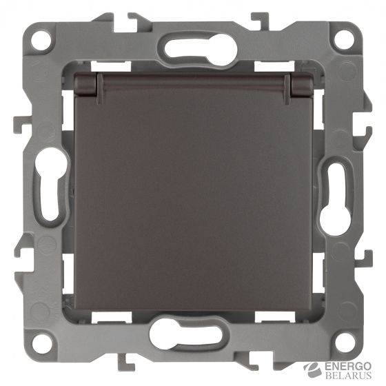 12-2103-13 ЭРА Розетка 2P+E Schuko со шторками с крышкой, 16A-250В, IP20, Эра12, бронза