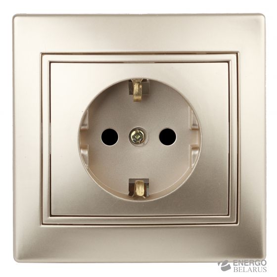 1-202-04 Intro Розетка 2P+E Schuko, 16А-250В, IP20, СУ, Plano, шампань