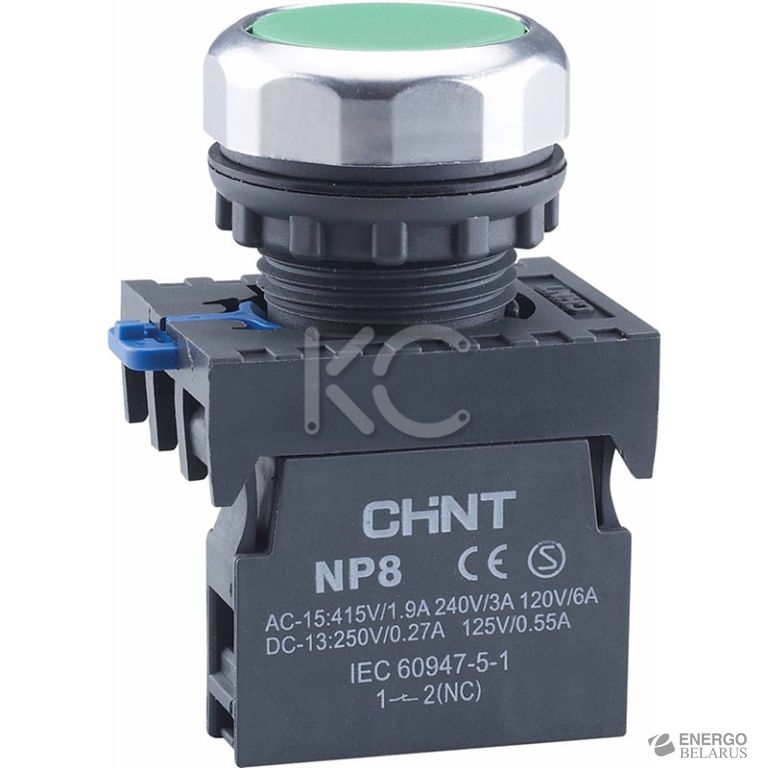 Кнопка управления NP8-10BND/3 1НО зеленая AC110В-220В(LED) IP65 (R) (CHINT)