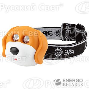 Фонарь GD2-S детский налобный &quot;Собака&quot; 2хLED (3хAAA в компл. не вход.) блист. ЭРА Б0003761