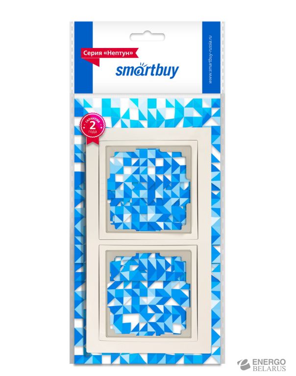 Рамка 2-местная пластик бежевая "Нептун", Smartbuy