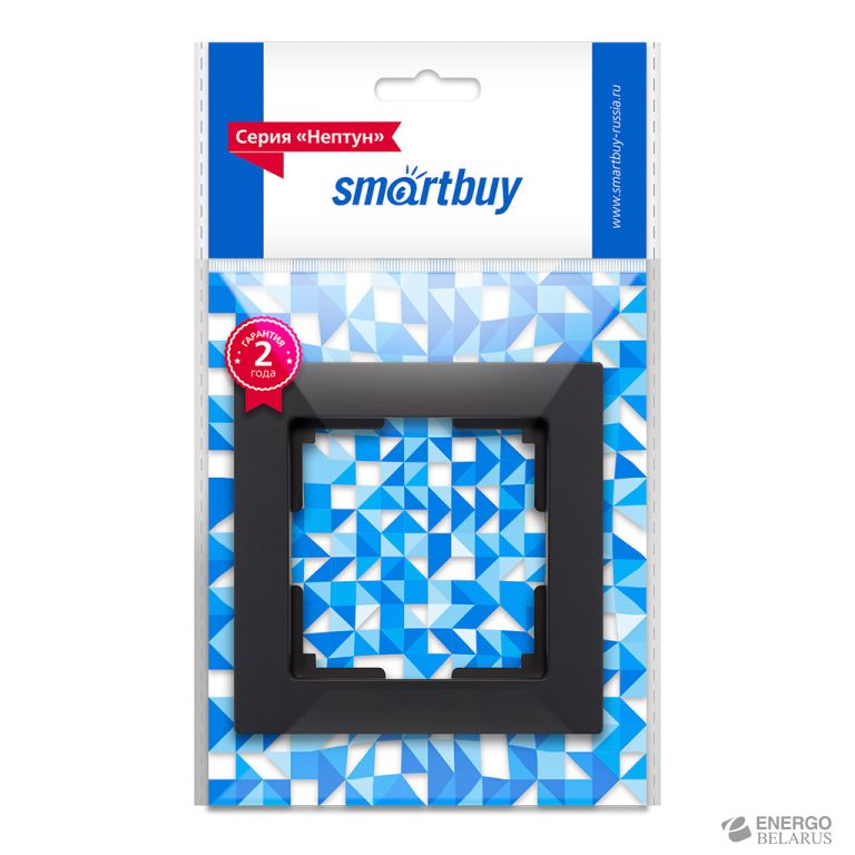 Рамка 1-местная пластик черная, "Нептун" Smartbuy