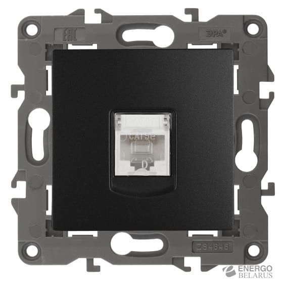 Розетка 14-3107-05 ЭРА RJ45, IP20, антрацит (10/100/3000)