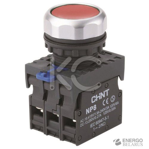 Кнопка управления NP8-01BND/4 1НЗ красная AC110В-220В(LED) IP65 (R)(CHINT)