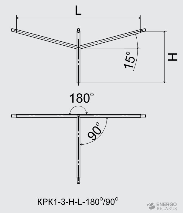 Кронштейн к консольным опорам КРК1-3-1,0-2,4-90°/180°