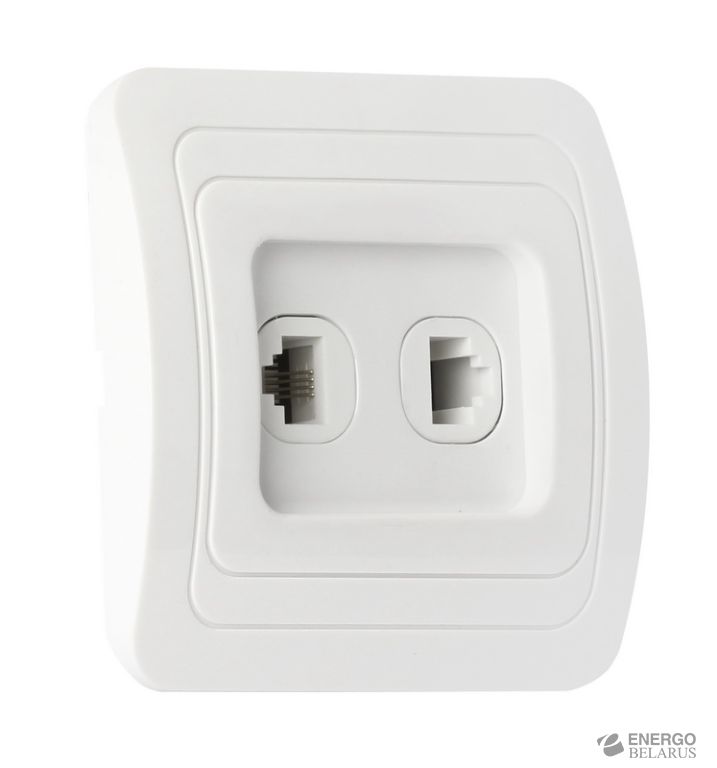 Розетка компьютер+телефон RJ-45+Phone 1 местная белая "Марс", Smartbuy