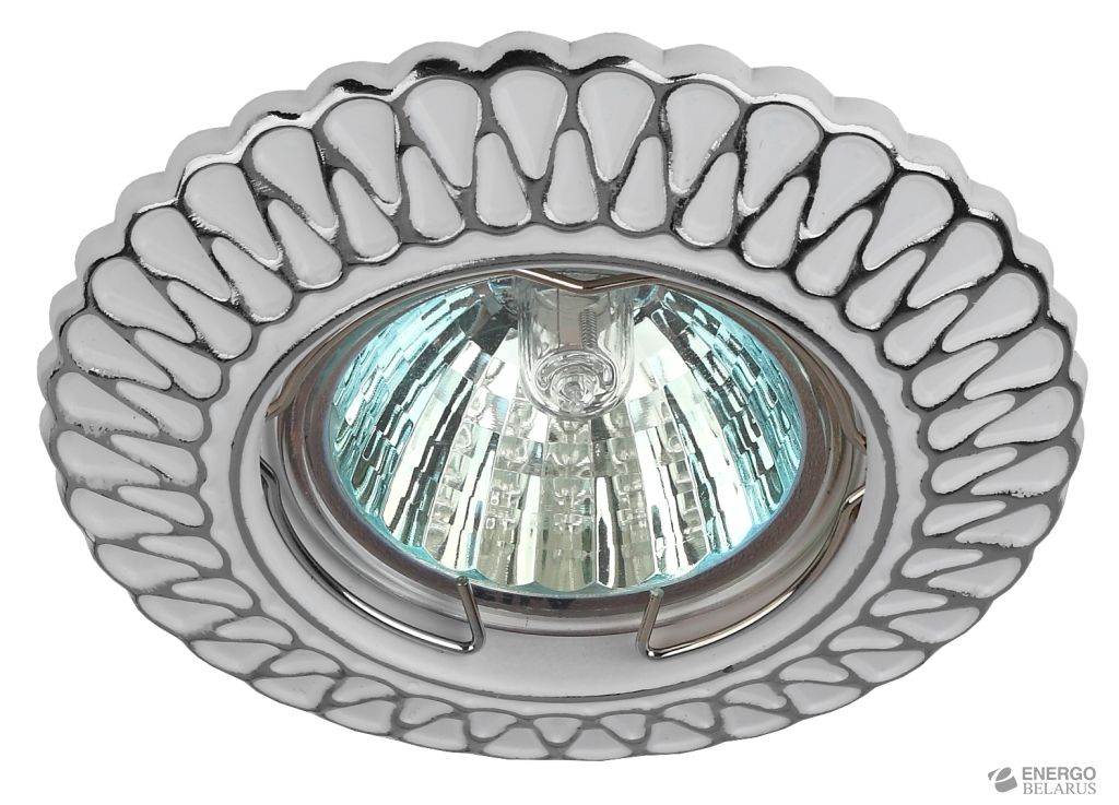 ST4 CH/WH Светильник ЭРА штампованный MR16,12V/220V, 50W белый/хром (100/2800)