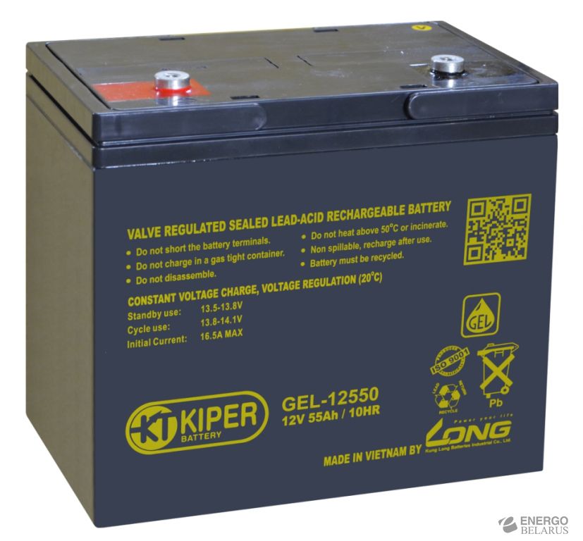 Аккумуляторная батарея гелевая Kiper GEL-12550 12V/55Ah