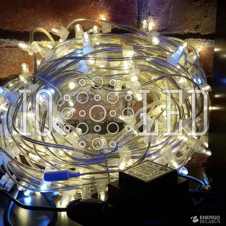 Гирлянда клип-лайт 12В, 15CM, 100M, Светодиод. тёпл. бел. 6, Flash с насадкой (колпачок)