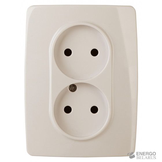 12-2117-02 ЭРА Розетка 2X2P, 16A-250В, IP20, винт, Эра12, слоновая кость