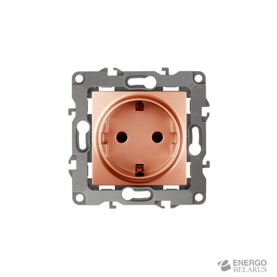 12-2102-14 ЭРА Розетка 2P+E Schuko со шторками, 16A-250В, IP20, Эра12, медь