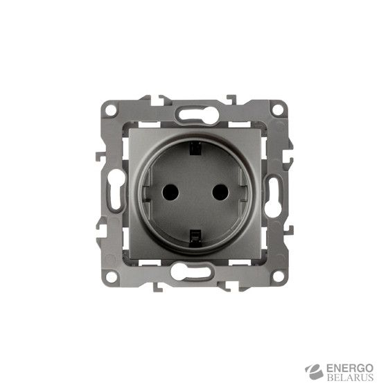 12-2001-12 ЭРА Розетка 2P+E Schuko, 16A-250В, IP20, без м.лапок, Эра12, графит