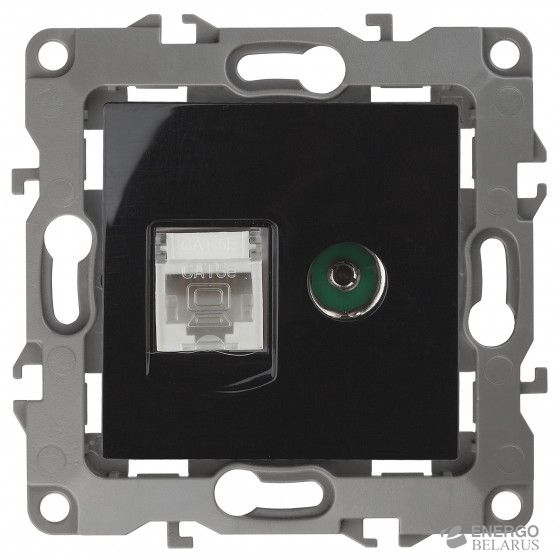 12-3110-06 ЭРА Розетка комбинированная RJ45+TV, IP20, Эра12, чёрный