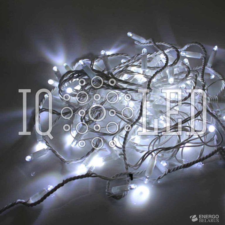 Гирлянда постоянного свечения 20M, 24V, (Wire 2.3mm), белая / белый провод, соединяемая (без шнура) (новый коннектор)