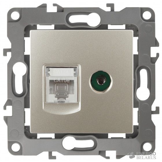 12-3110-04 ЭРА Розетка комбинированная RJ45+TV, IP20, Эра12, шампань