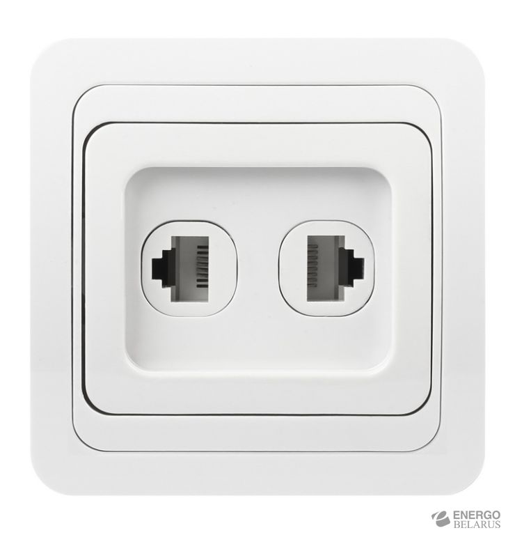 Розетка компьютер+телефон RJ-45+Phone 1 местная белая "Марс", Smartbuy