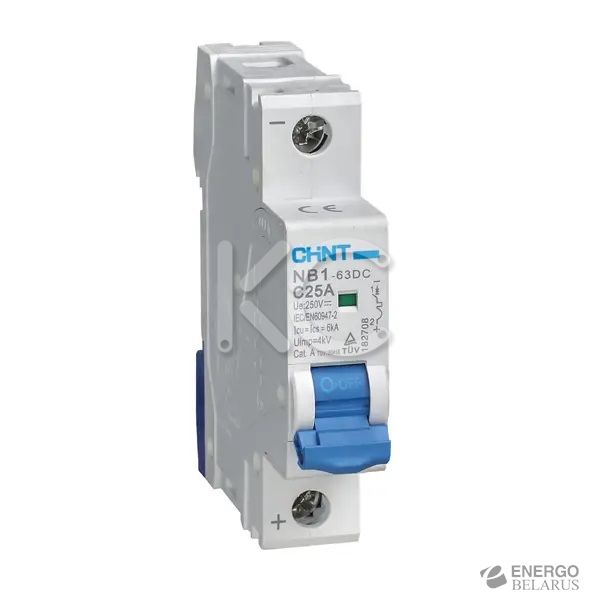 Автоматический выключатель NB1-63DC 1P 25A 6кА х-ка C 250В DC (R) (CHINT)