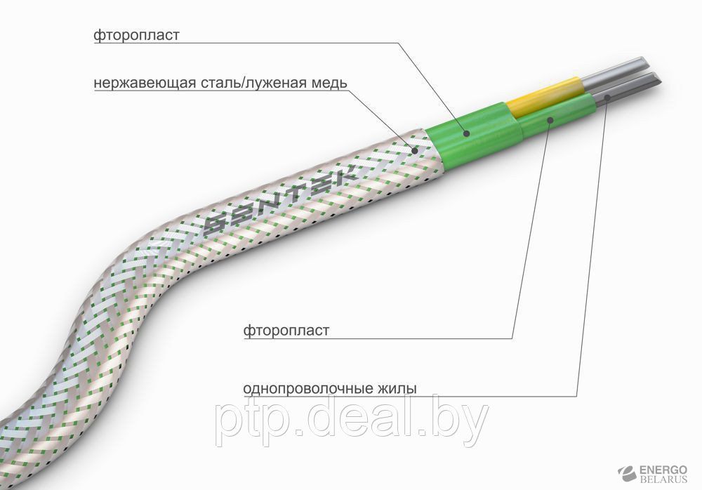 ПТФФЭ (Провод термоэлектродный с изоляцией и оболочкой из фторопласта экранированный)
