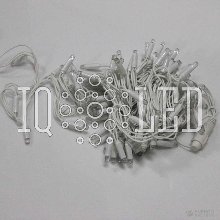 Гирлянда постоянного свечения 10M, 240V, белая / белый провод, соединяемая (без силового шнура) (с колпачком)